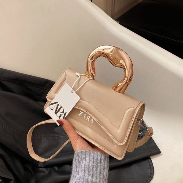Zara กระเป๋าสะพายไหล่ กระเป๋าถือ ทรงสี่เหลี่ยม